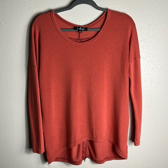 Lulus dusty rose zip to my Lou top size Small gold zip back high low - Picture 4 of 11